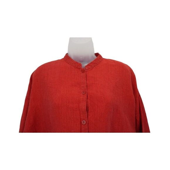 Eileen Fisher Top Women's Petite Large Irish Linen Button Down Long Sleeve Shirt - Picture 4 of 10